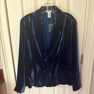 Elegant Blue Velvet Women's Blazer